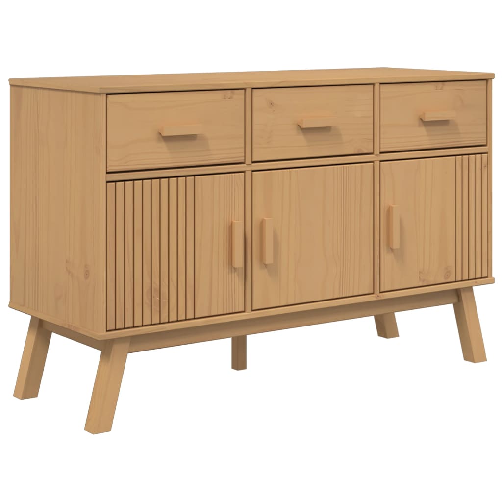 Skænk Olden 114x43x73,5 Cm Massivt Fyrretræ Brun - Billede 2