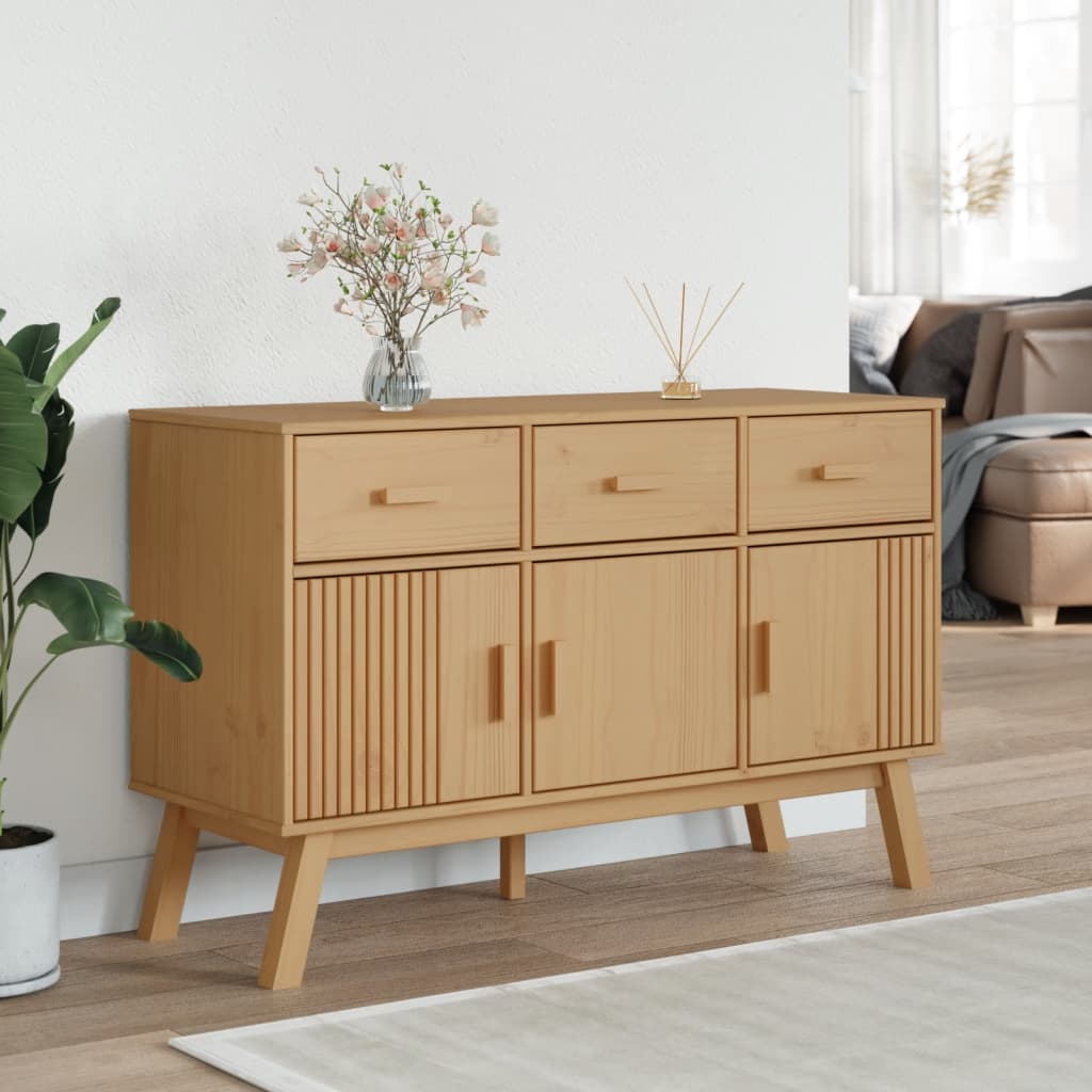 Skænk Olden 114x43x73,5 Cm Massivt Fyrretræ Brun - Billede 3