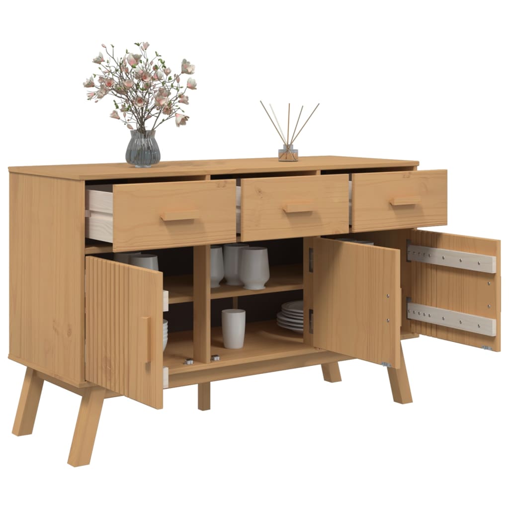 Skænk Olden 114x43x73,5 Cm Massivt Fyrretræ Brun - Billede 6