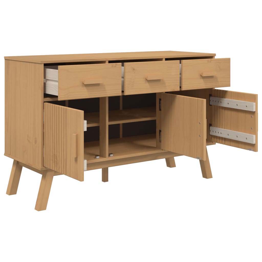 Skænk Olden 114x43x73,5 Cm Massivt Fyrretræ Brun - Billede 7