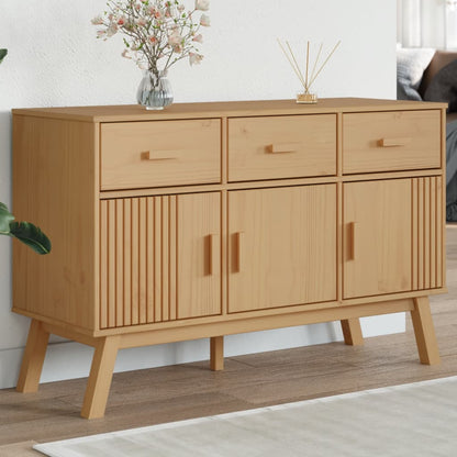 Skænk Olden 114x43x73,5 Cm Massivt Fyrretræ Brun - Hovedbillede