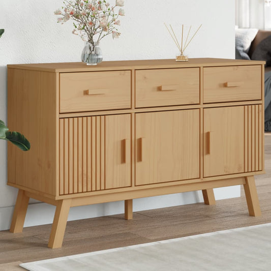 Skænk Olden 114x43x73,5 Cm Massivt Fyrretræ Brun - Hovedbillede