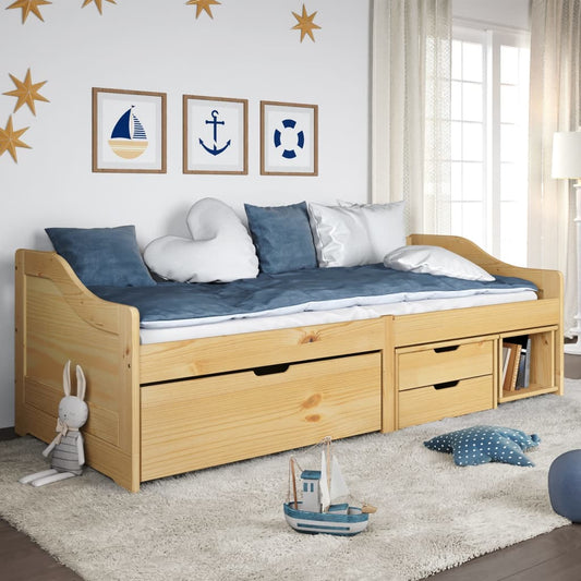 Daybed Med Tre Skuffer Irun 90X200 Cm Massivt Fyrretræ