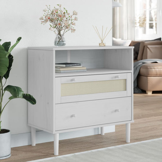 Skænk Senja 80X40X80 Cm Rattan-Look Massivt Fyrretræ