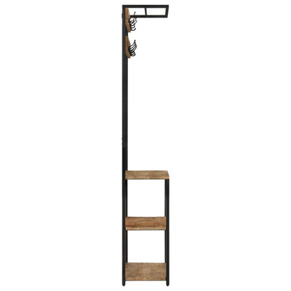 Knagerække Med Skoopbevaring 68x30x182 Cm Massivt Ru Mangotræ - Billede 3