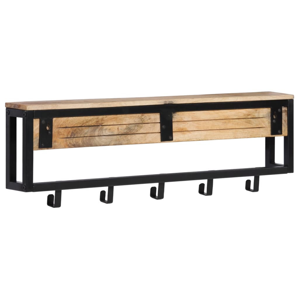 Knagerække 87x10x27 Cm Massivt Ru Mangotræ - Billede 3