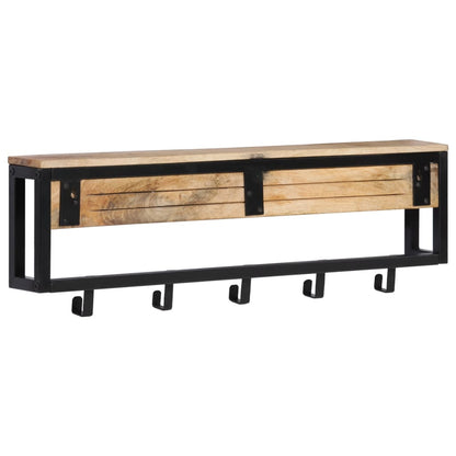 Knagerække 87x10x27 Cm Massivt Ru Mangotræ - Billede 3