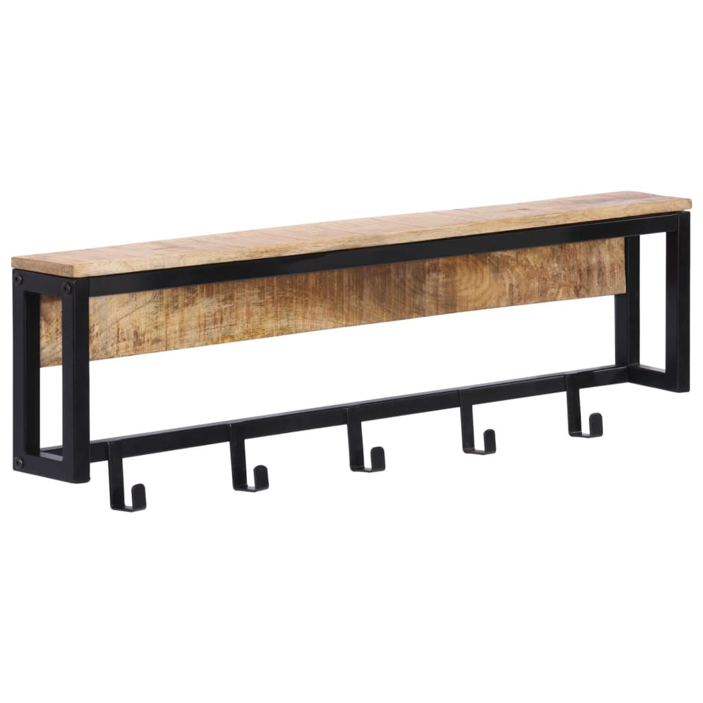Knagerække 87x10x27 Cm Massivt Ru Mangotræ - Billede 10