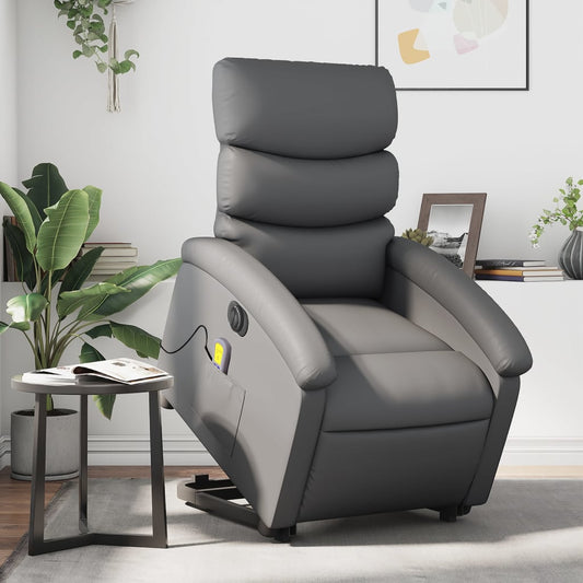 Massagestol Med Løftefunktion Kunstlæder Grå