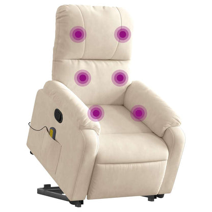 Massagestol Med Løftefunktion Mikrofiberstof Beige