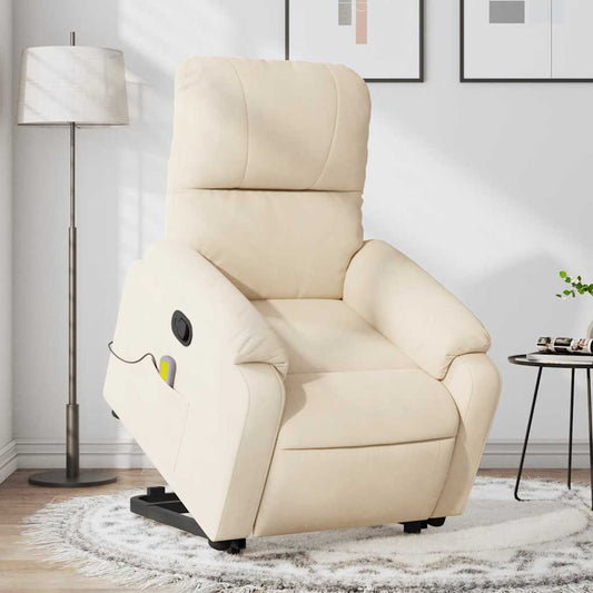 Massagestol Med Løftefunktion Mikrofiberstof Beige
