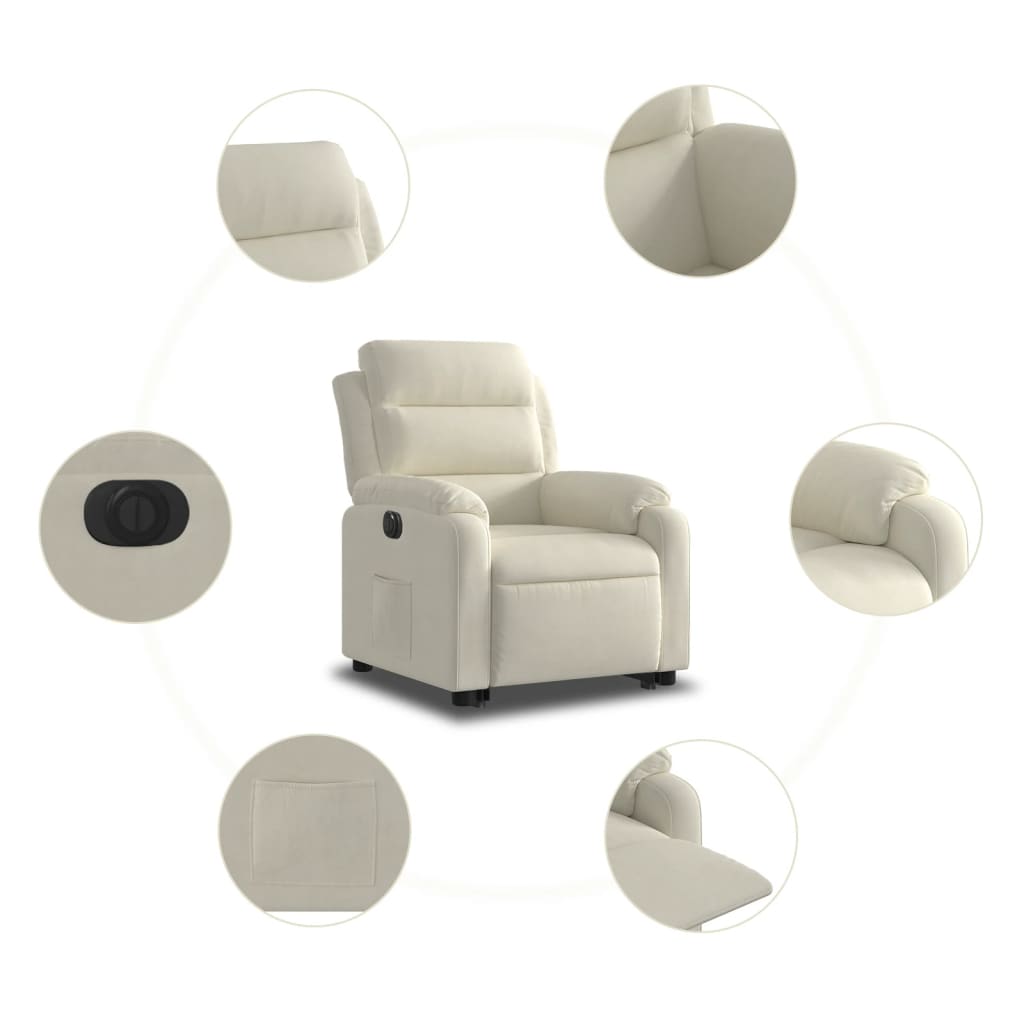 Løftestol Velour Farvet Creme