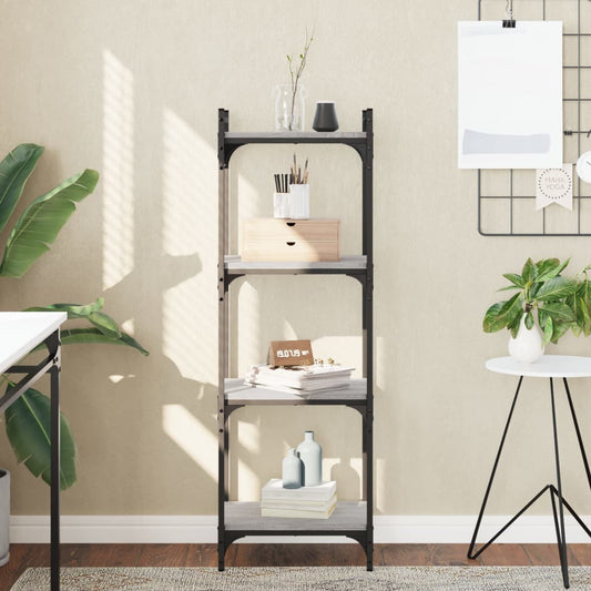 Bogreol 4 Hylder 40X30X Konstrueret Træ Grå Sonoma-Eg