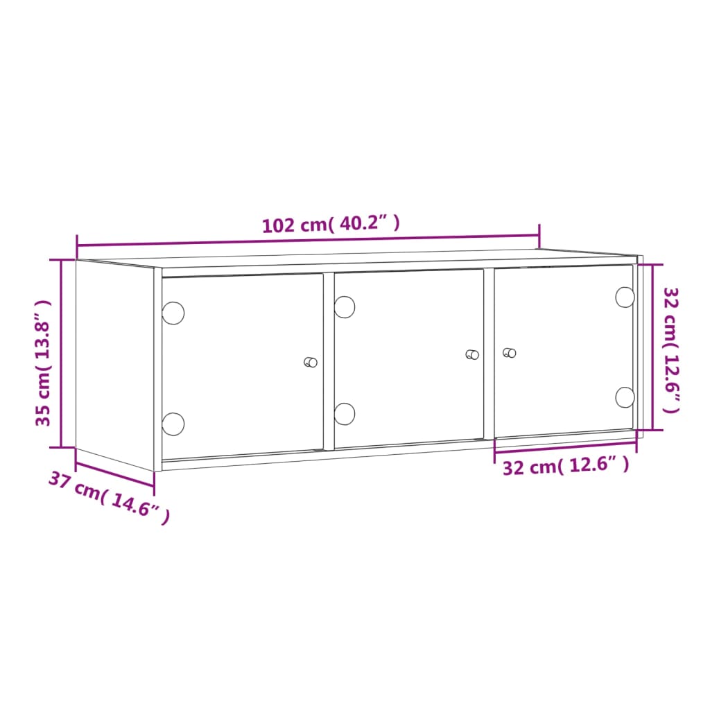 Skab Med Glaslåger 102x37x35 Cm - Billede 13