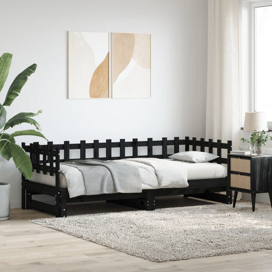Daybed Med Udtræk 2X(80X200) Cm Massivt Fyrretræ