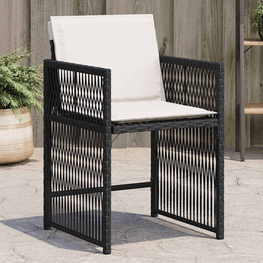 Havestole Med Hynder 4 Stk. Polyrattan Sort