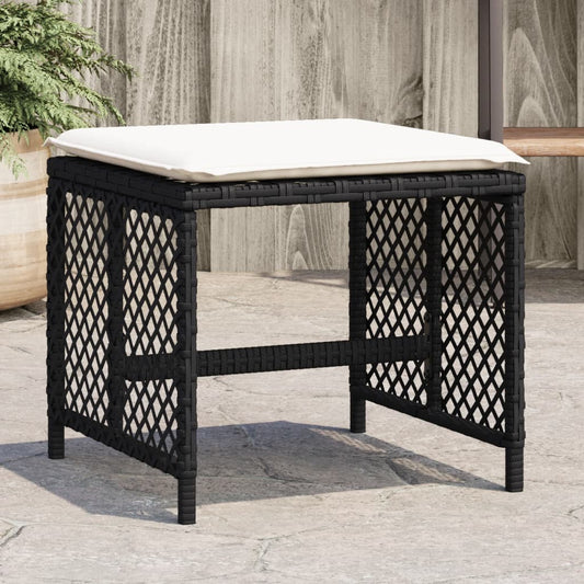 Haveskammel Med Hynder 4 Stk. 41X41X36 Cm Polyrattan Sort