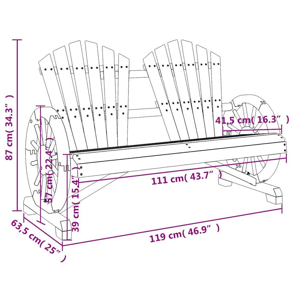 2-personers Adirondack-havestol Massivt Grantræ - Billede 9
