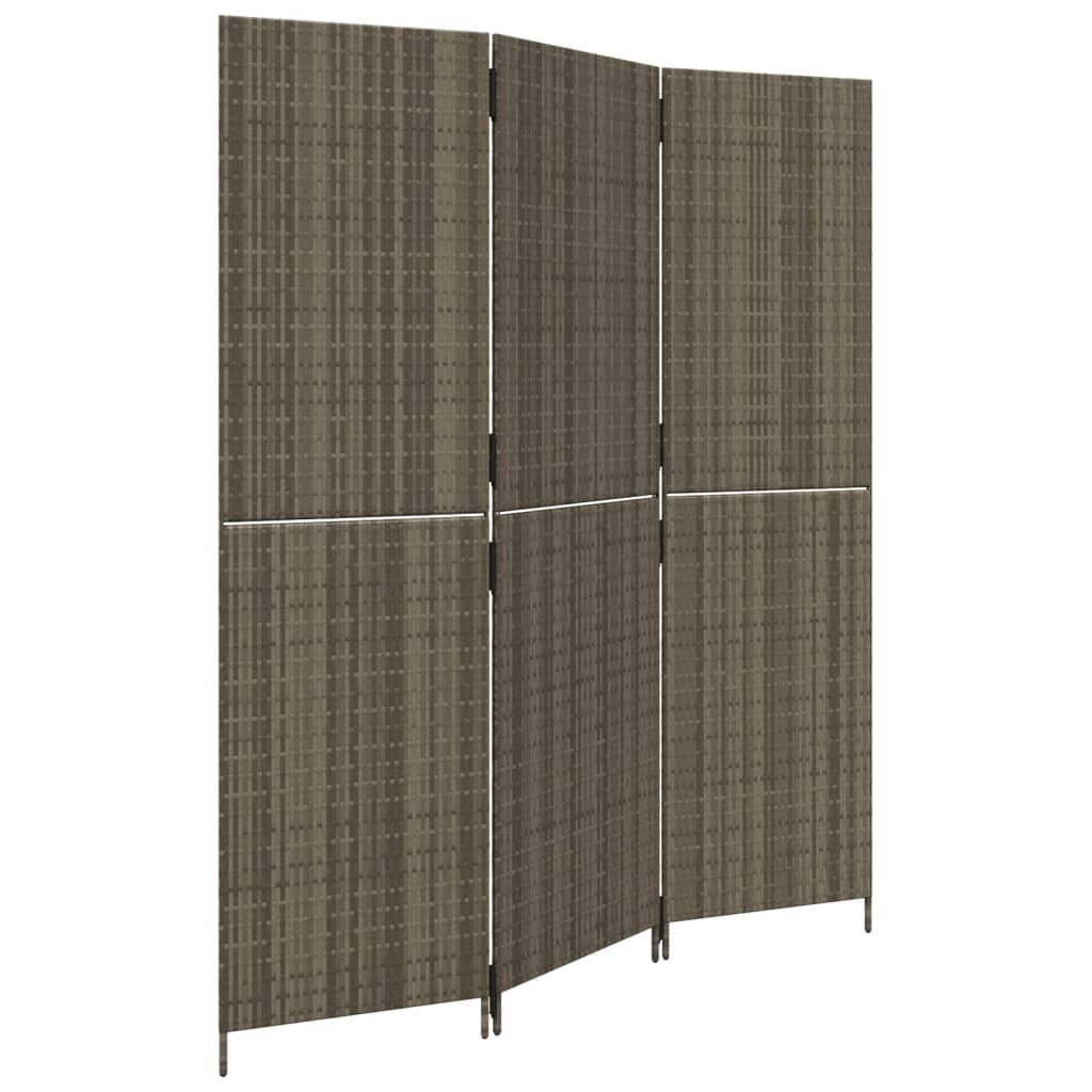 Rumdeler 3 Paneler Polyrattan Grå - Billede 2