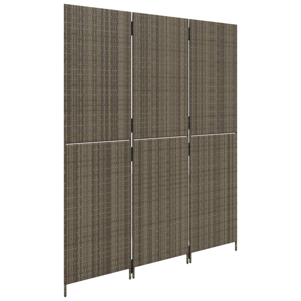 Rumdeler 3 Paneler Polyrattan Grå - Billede 4