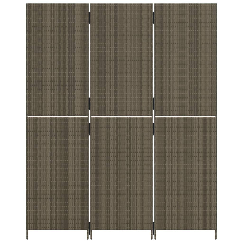Rumdeler 3 Paneler Polyrattan Grå - Billede 5