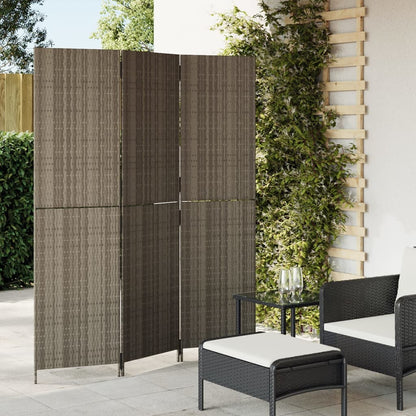 Rumdeler 3 Paneler Polyrattan Grå - Hovedbillede