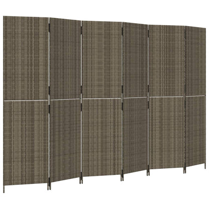 Rumdeler 6 Paneler Polyrattan Grå - Billede 2