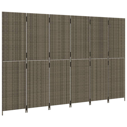 Rumdeler 6 Paneler Polyrattan Grå - Billede 4