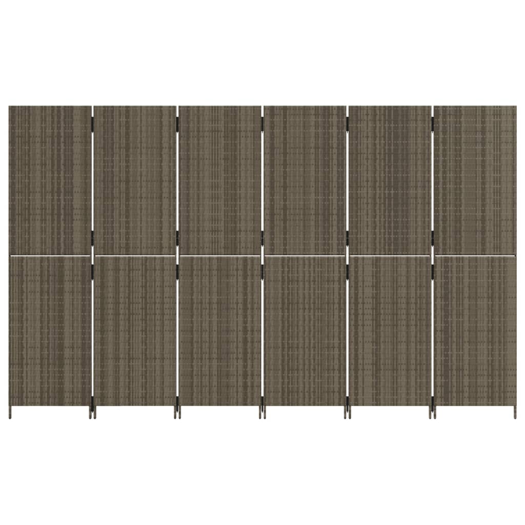 Rumdeler 6 Paneler Polyrattan Grå - Billede 5