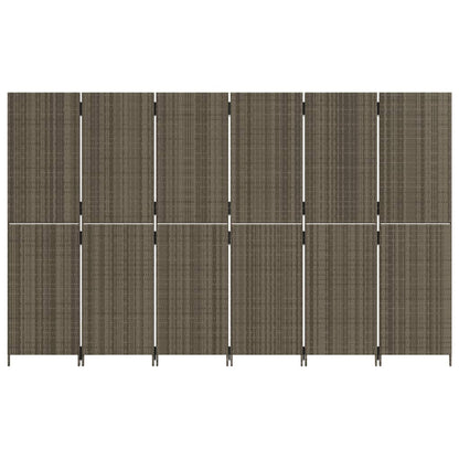 Rumdeler 6 Paneler Polyrattan Grå - Billede 5
