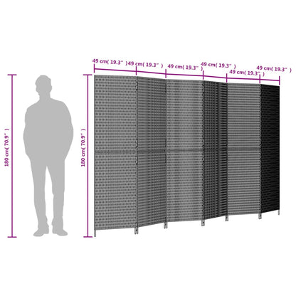 Rumdeler 6 Paneler Polyrattan Grå - Billede 9