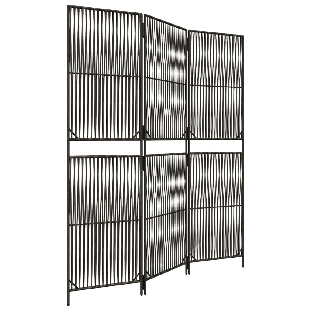 Rumdeler 3 Paneler Polyrattan Grå - Billede 2