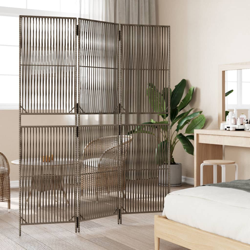 Rumdeler 3 Paneler Polyrattan Grå - Billede 3