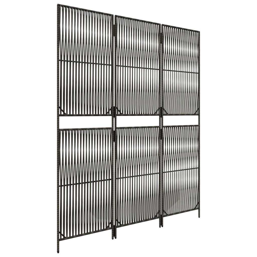 Rumdeler 3 Paneler Polyrattan Grå - Billede 4