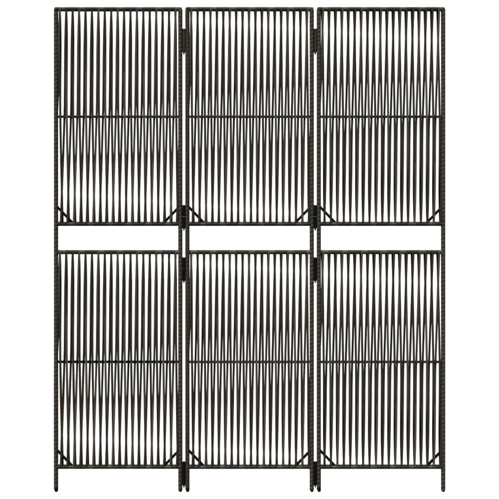 Rumdeler 3 Paneler Polyrattan Grå - Billede 5