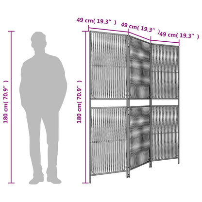 Rumdeler 3 Paneler Polyrattan Grå - Billede 9