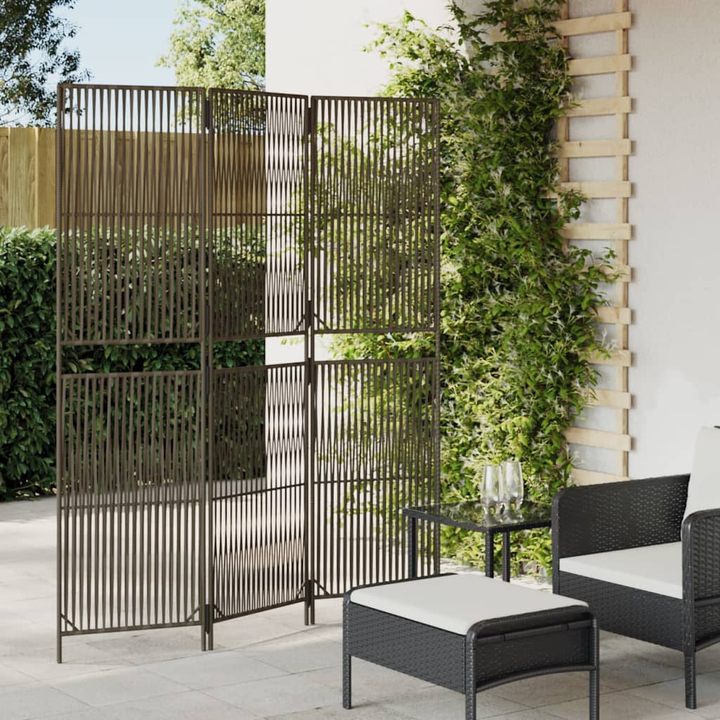Rumdeler 3 Paneler Polyrattan Grå - Hovedbillede