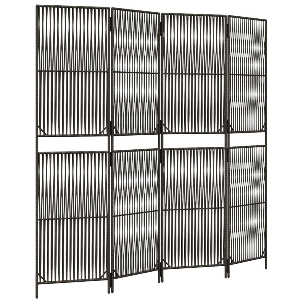 Rumdeler 4 Paneler Polyrattan Grå - Billede 2