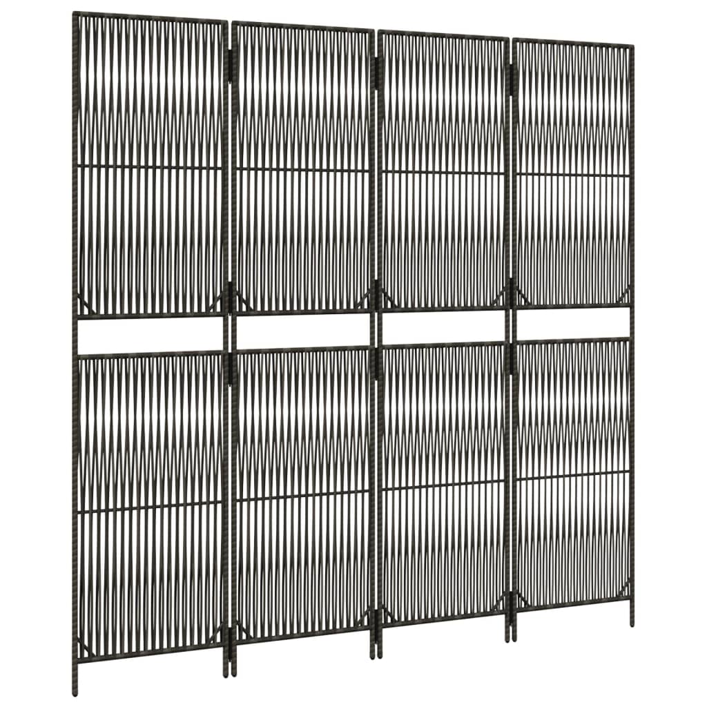 Rumdeler 4 Paneler Polyrattan Grå - Billede 4