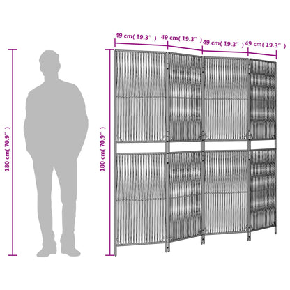 Rumdeler 4 Paneler Polyrattan Grå - Billede 9