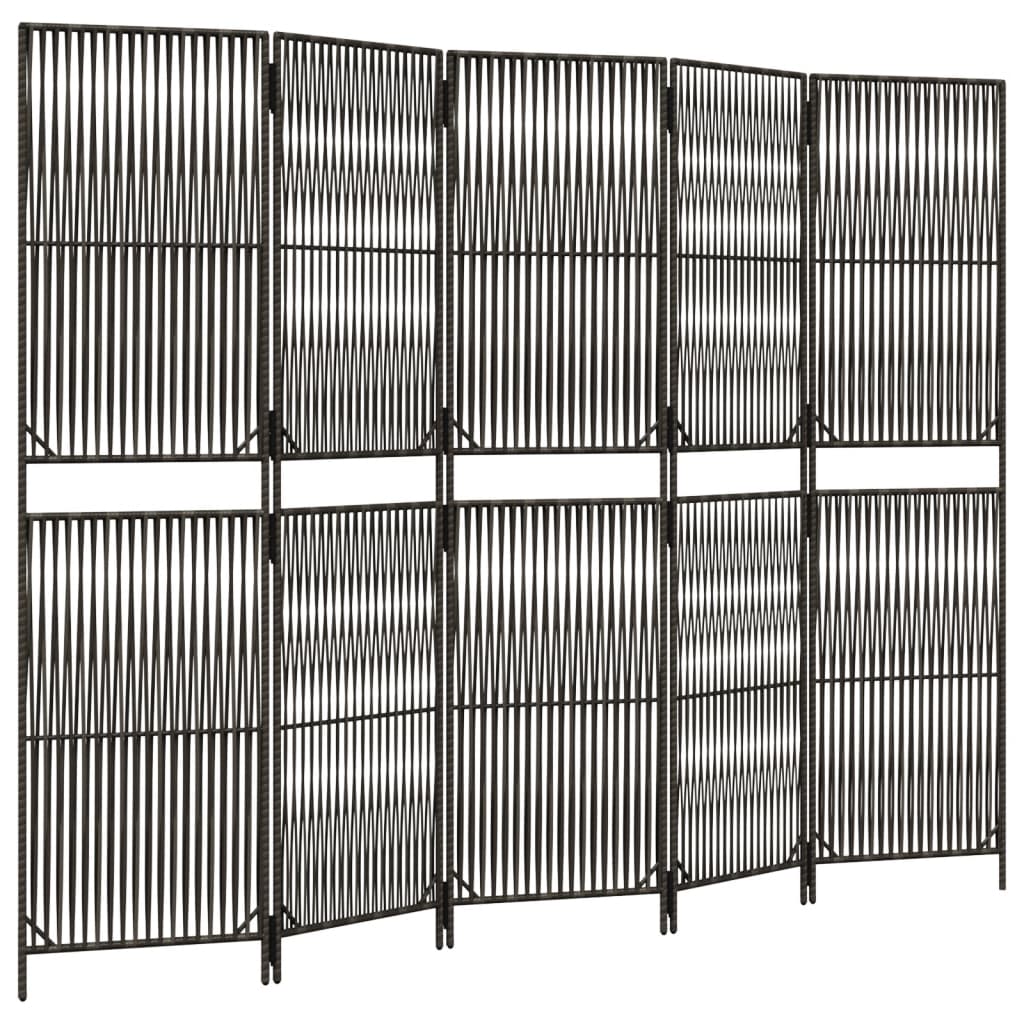 Rumdeler 5 Paneler Polyrattan Grå - Billede 2