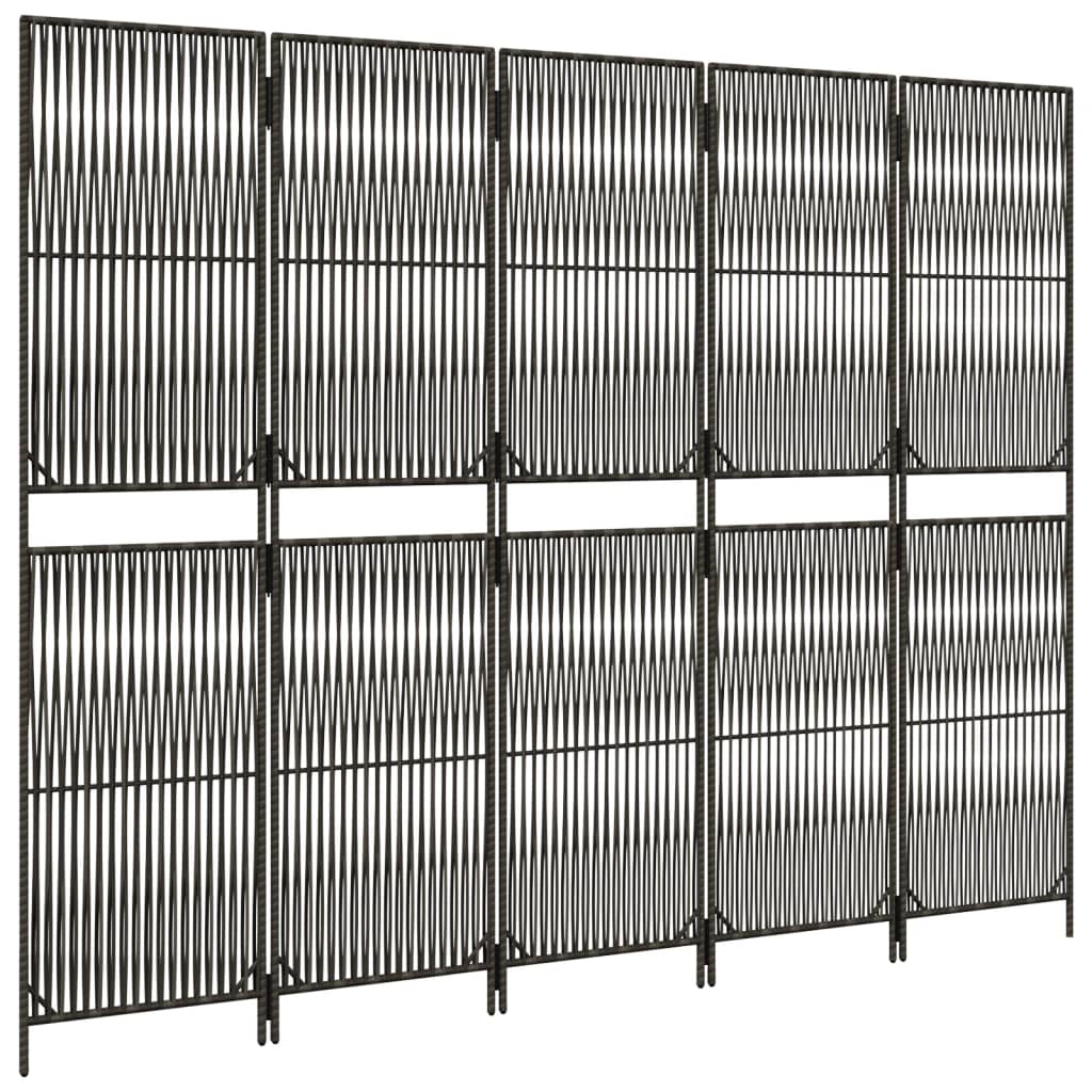 Rumdeler 5 Paneler Polyrattan Grå - Billede 4