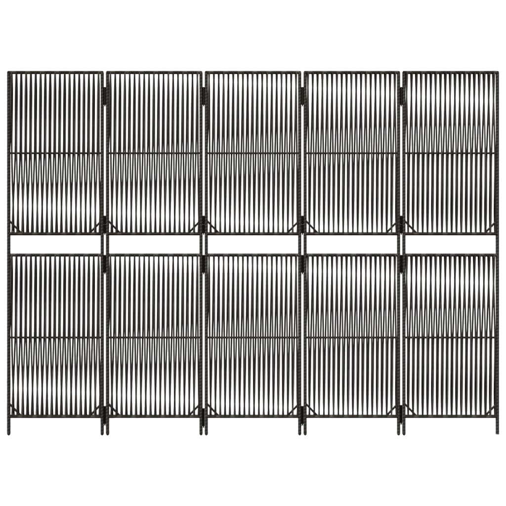 Rumdeler 5 Paneler Polyrattan Grå - Billede 5