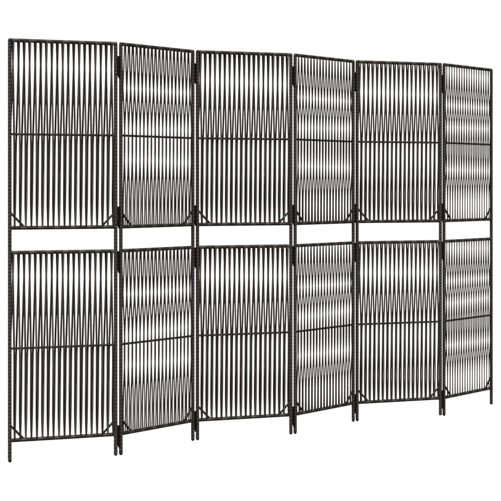 Rumdeler 6 Paneler Polyrattan Grå - Billede 2