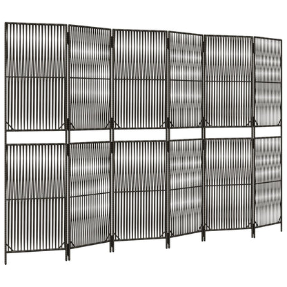 Rumdeler 6 Paneler Polyrattan Grå - Billede 2