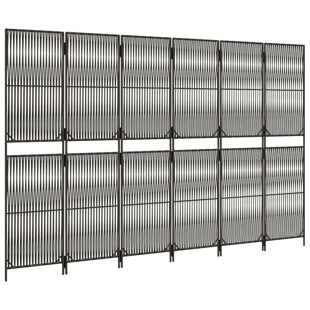 Rumdeler 6 Paneler Polyrattan Grå - Billede 4