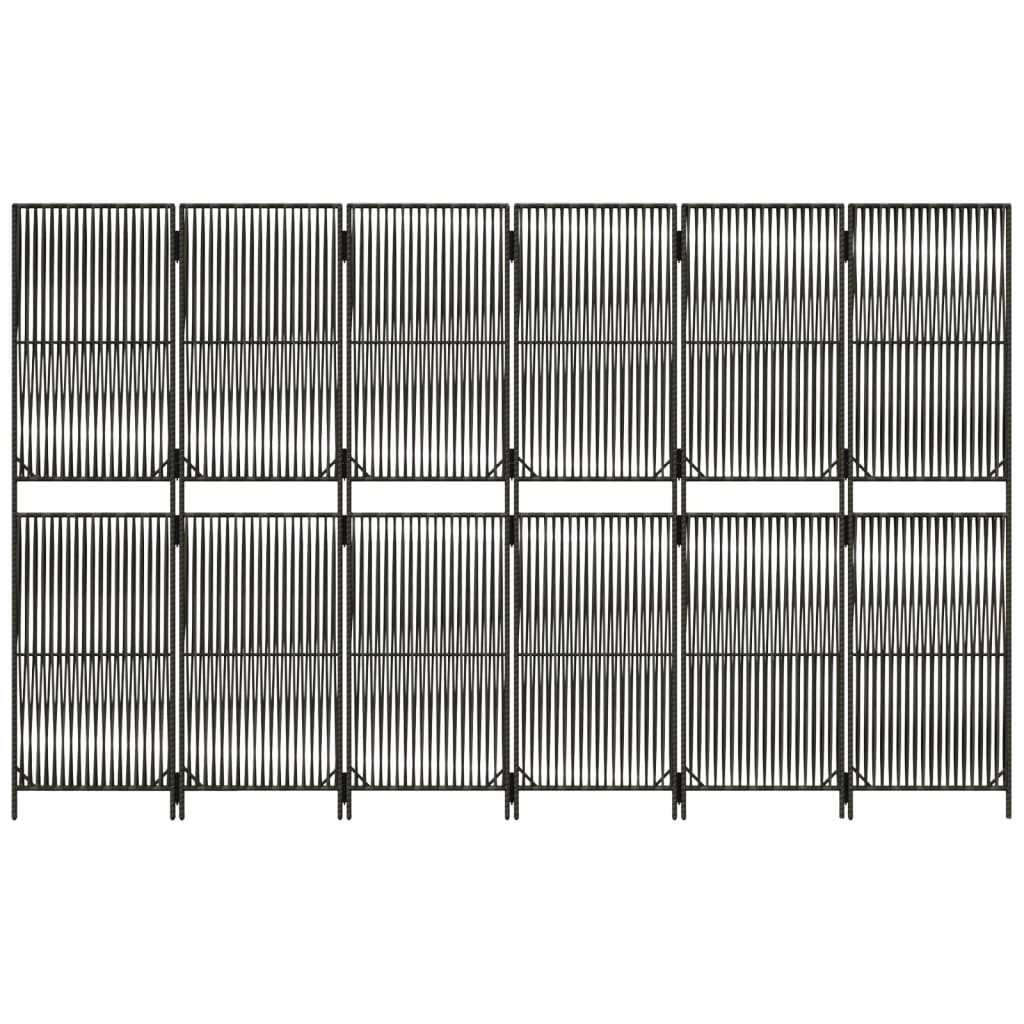 Rumdeler 6 Paneler Polyrattan Grå - Billede 5