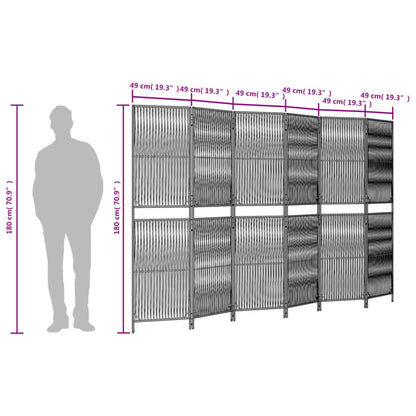 Rumdeler 6 Paneler Polyrattan Grå - Billede 9