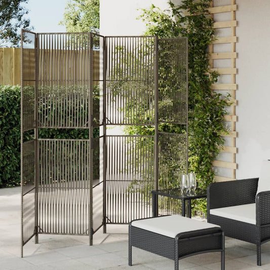 Rumdeler 6 Paneler Polyrattan Grå - Hovedbillede