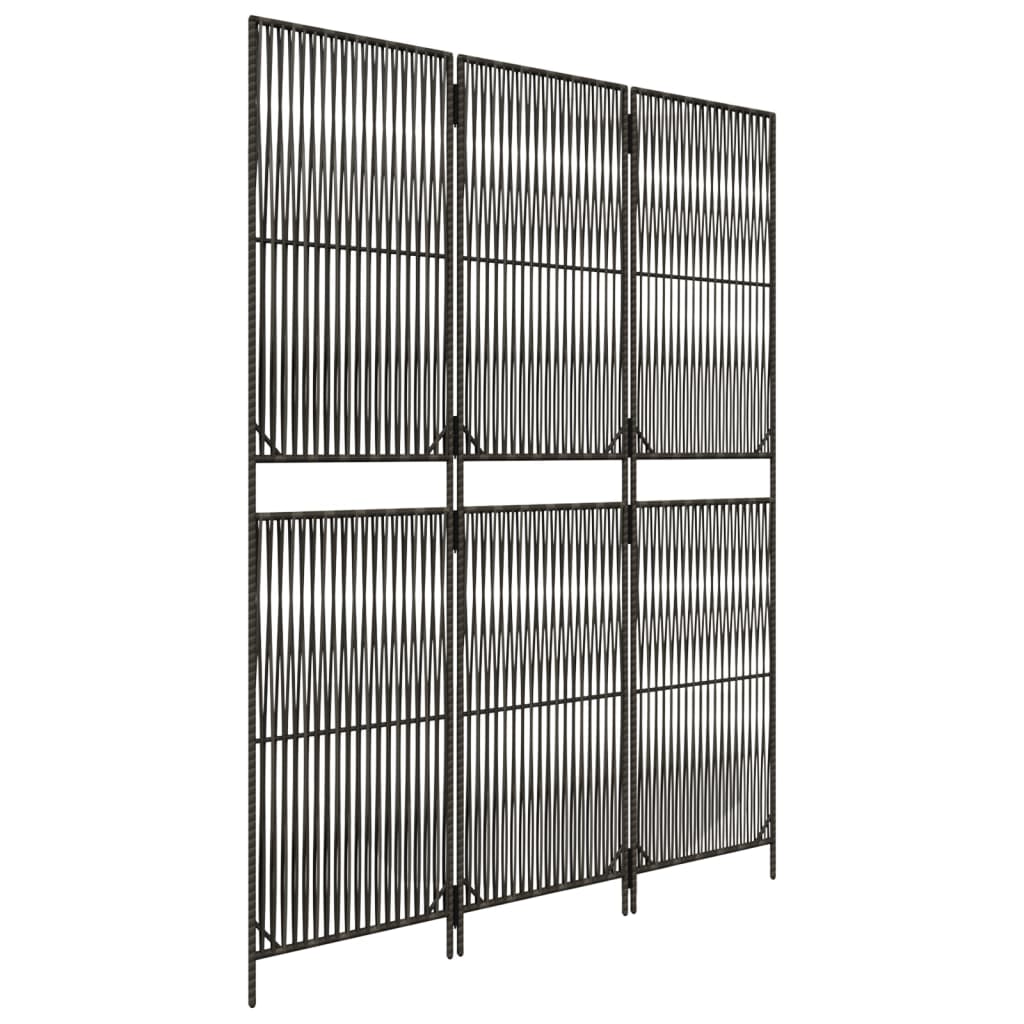 Rumdeler 3 Paneler Polyrattan Grå - Billede 2
